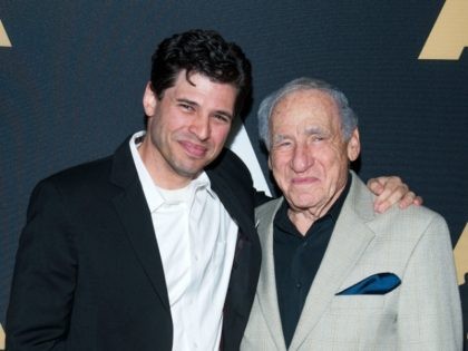 BEVERLY HILLS, CA - NOVEMBER 18: Max Brooks (L) and Mel Brooks arrive at the Academy Of Mo