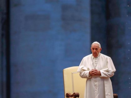 Pope Francis presides over a moment of prayer on the sagrato of St Peters Basilica, the pl