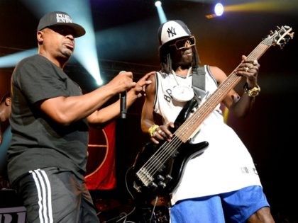 LAS VEGAS, NV - JUNE 06: Rappers Chuck D (L) and Flavor Flav of Public Enemy perform at Th