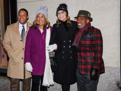 Craig Melvin, from left, Hoda Kotb, Savannah Guthrie, and Al Roker pose for a photo during the 87th annual Rockefeller Center Christmas tree lighting ceremony on Wednesday, Dec. 4, 2019, in New York. (Photo by Christopher Smith/Invision/AP)