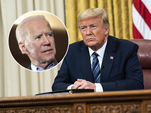 (INSET: Joe Biden) President Donald J. Trump addresses the nation from the Oval Office of the White House Wednesday evening, March 11, 2020, on the country’s expanded response against the global Coronavirus outbreak. (Official White House Photo by Joyce N. Boghosian)