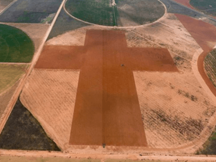 A large cross was created on a farm in Brownfield, Texas in a photo shared ahead of Easter Sunday.