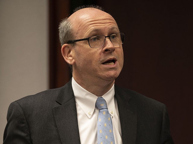 Attorney Marc E. Elias makes an argument during a hearing on Mark E. Harris v. NC State Board of Elections in Superior Court in Raleigh, N.C., Tuesday, Jan. 22, 2019. A North Carolina judge is considering a demand to order the victory of the Republican in the country's last undecided …