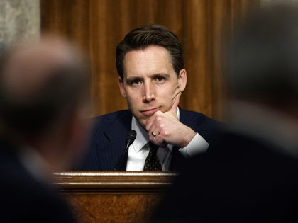 Senate Armed Services Committee member Sen. Josh Hawley, R-Mo., pauses during a Senate Armed Services Committee hearing on "Nuclear Policy and Posture" on Capitol Hill in Washington, Thursday, Feb. 29, 2019. (AP Photo/Carolyn Kaster)