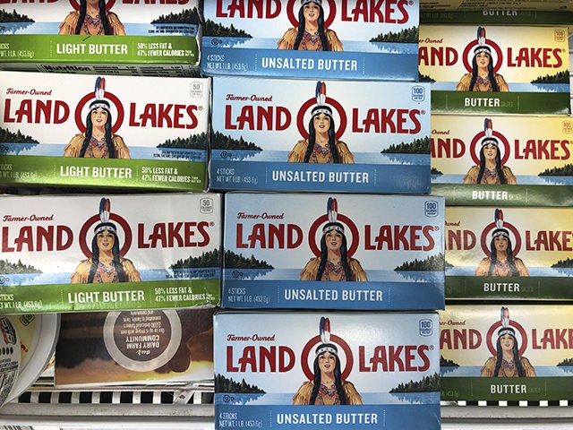 CORRECTS TO REMOVE REFERENCE TO BEING A DEAN FOOD BRAND, DEAN FOOD DOES NOT MAKE LAND O LAKES BUTTER - Packages of Land O' Lakes butter are shown at a grocery store, Tuesday, Nov. 12, 2019, in Doral, Fla. (AP Photo/Wilfredo Lee)