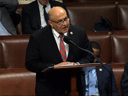 border - Rep. Lou Correa, D-Calif., speaks as the House of Representatives debates the art