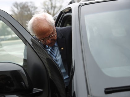 Democratic presidential candidate Sen. Bernie Sanders, I-Vt., departs Capitol Hill in Wash