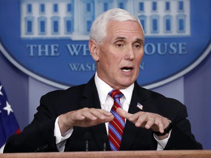 Vice President Mike Pence speaks about the coronavirus in the James Brady Press Briefing Room at the White House, Monday, April 13, 2020, in Washington. (AP Photo/Alex Brandon)