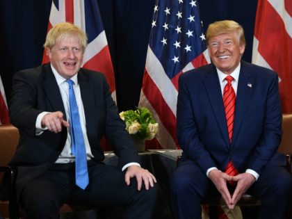 US President Donald Trump and British Prime Minister Boris Johnson hold a meeting at UN Headquarters in New York, September 24, 2019, on the sidelines of the United Nations General Assembly. (Photo by SAUL LOEB / AFP) (Photo credit should read SAUL LOEB/AFP via Getty Images)
