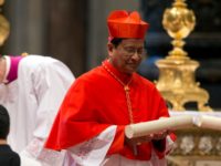 Newly-elected Cardinal Charles Maung Bo leaves after a consistory inside St. Peter's Basilica at the Vatican, Saturday, Feb. 14, 2015. Pope Francis welcomed 20 new cardinals Saturday into the elite club of churchmen who will elect his successor and immediately delivered a tough-love message to them, telling them to put …