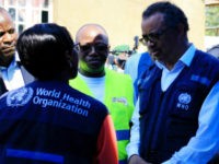 Dr. Tedros Adhanom Ghebreyesus, WHO Director General, centre, speaks to a health official at a newly established Ebola response center in Beni, Democratic Republic of Congo, Friday, Aug. 10, 2018. The World Health Organization’s director-general says instability, high population density and large displacement in Congo’s east mean the response to …