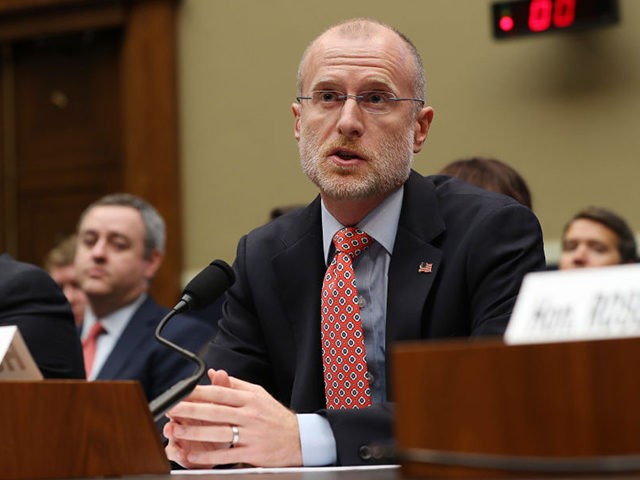 WASHINGTON, DC - DECEMBER 05: Federal Communication Commission Commissioner Brendan Carr testifies before the House Energy and Commerce Committee's Communications and Technology Subcommittee in the Rayburn House Office Building on Capitol Hill December 05, 2019 in Washington, DC. All five of the FCC commissioners testified before the subcommittee, which is …