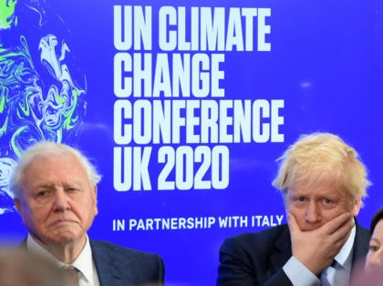 Britain's Prime Minister Boris Johnson (R) and British broadcaster and conservationist David Attenborough attend an event to launch the United Nations' Climate Change conference, COP26, in central London on February 4, 2020. - Britain will bring forward a ban on sales of new petrol and diesel vehicles to 2035, including …