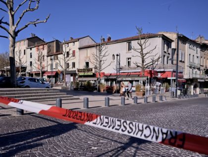 A picture taken on April 4, 2020 shows the city centre of Romans-sur-Isere, after a man at