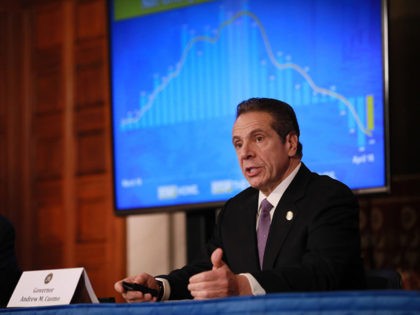 ALBANY, NY - APRIL 17: New York Governor Andrew Cuomo gives his a press briefing about the coronavirus crisis on April 17, 2020 in Albany, New York.Cuomo along with governors from other East Coast states are extending their shutdown of nonessential businesses to May 15. “We have to continue doing …