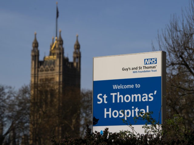 LONDON, ENGLAND - APRIL 07: A sign for St Thomas' Hospital is seen in front of the Ho