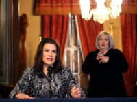 This provided by the Michigan Office of the Governor, Michigan Gov. Gretchen Whitmer addresses the state during a speech in Lansing, Mich., Monday, April 13, 2020. The governor said the state has tough days ahead in its fight against the coronavirus pandemic, but a return to normalcy is "on the …