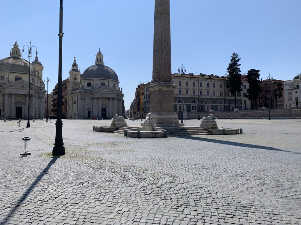 An empty Piazza del Popolo
