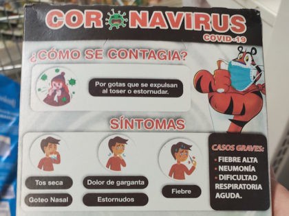 Coronavirus brochure, Caracas, Venezuela, featuring a masked Tony the Tiger.