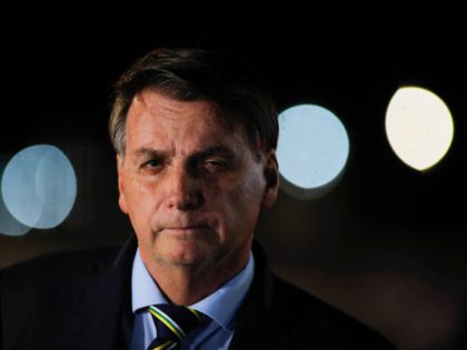 Brazil's Presdident Jair Bolsonaro delivers a press conference at Palacio da Alvorada da p