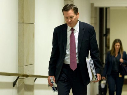 Michael Atkinson, the inspector general of the intelligence community, leaves the Capitol after closed doors interview about the whistleblower complaint that exposed a July phone call the president had with Ukrainian President Volodymyr Zelenskiy in which Trump pressed for an investigation of Democratic political rival Joe Biden and his family, …