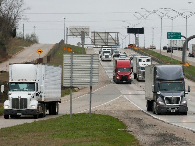 Supply A truck exits at the Hefner Road exit of I-35 in Oklahoma City, Friday, March 20, 2020. Nationwide as rest stops and restaurants close, truck drivers are finding it difficult to locate prepared food items and face challenges including parking and access to drive-thru only locations. TBS Factoring Service …