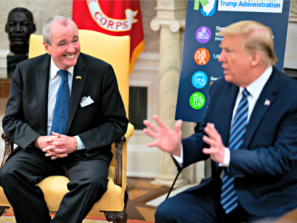 WASHINGTON, DC - APRIL 30: U.S. President Donald Trump meets with New Jersey Gov. Phil Mur