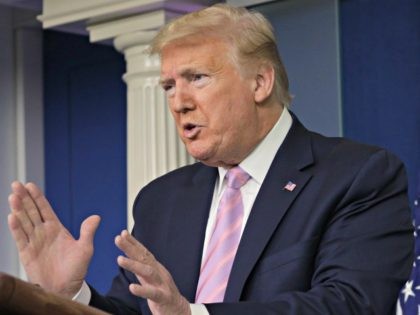 WASHINGTON, DC - APRIL 10: U.S. President Donald Trump speaks during the daily briefing of the White House Coronavirus Task Force in the James Brady Briefing Room April 10, 2020 at the White House in Washington, DC. According to Johns Hopkins University, New York state has more confirmed coronavirus cases …
