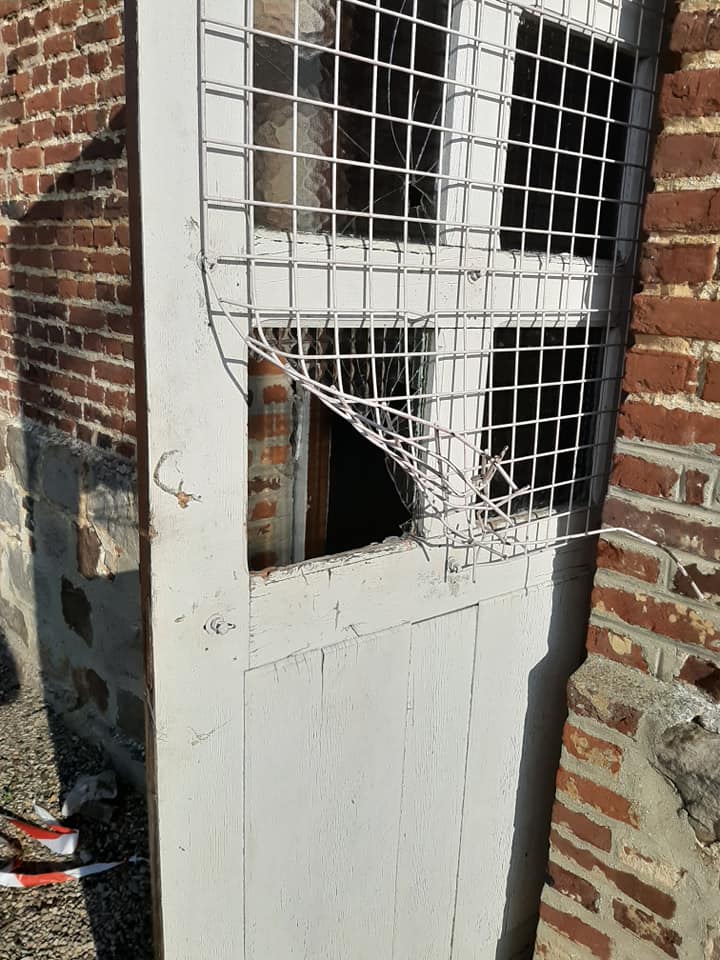 Door forced open to allow vandals to enter Church of Saint Remy.