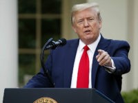 President Donald Trump speaks about the coronavirus in the Rose Garden of the White House, Monday, April 27, 2020, in Washington. (AP Photo/Alex Brandon)
