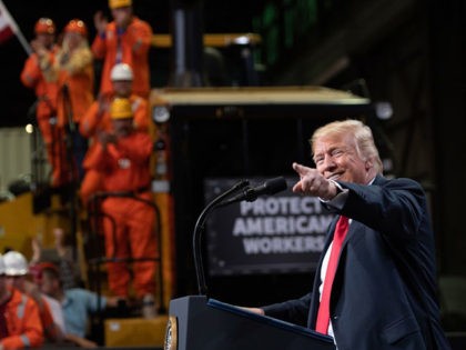 President Donald Trump speaks about trade at U.S. Steel's Granite City Works in Granite Ci