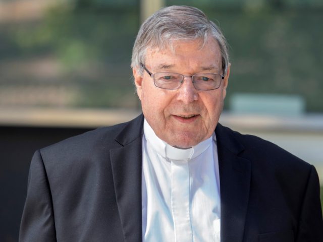 In this Dec 10, 2018, photo, Cardinal George Pell, the most senior Catholic cleric to face sex charges, departs an Australian court. Pell was sentenced in an Australian court on Wednesday, March 13, 2019 to 6 years in prison for molesting two choirboys in a Melbourne cathedral more than 20 …