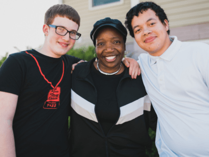 Rachael Folds with two of her adopted sons, Jacobi (L) and Brysen
