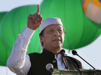 Pakistan Prime Minister Imran Khan addresses during the inauguration ceremony of Gurdwara