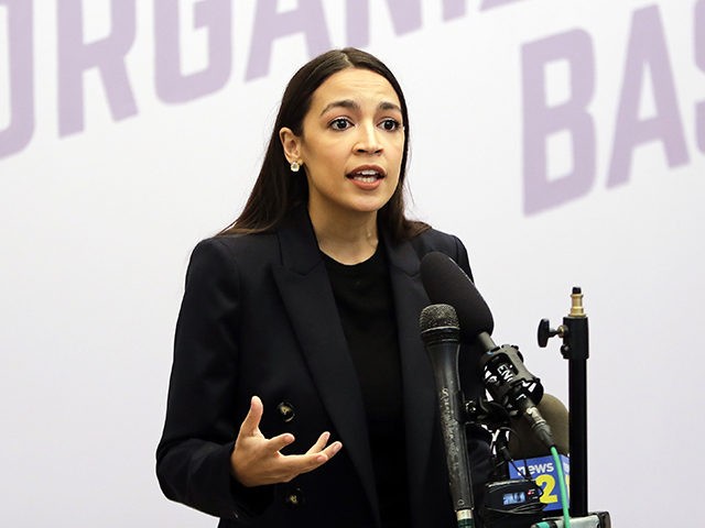 U.S. Rep. Alexandria Ocasio-Cortez, D-N.Y. speaks during a news conference, Friday, May 1,