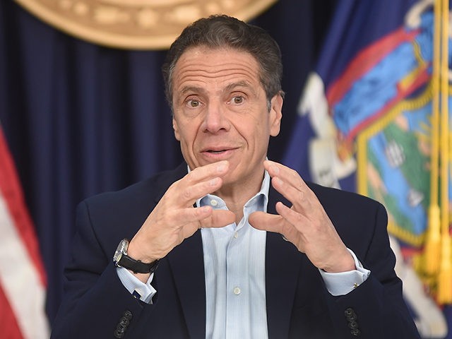 New York Gov. Andrew Cuomo briefs the media during a coronavirus news conference at his office in New York City, Saturday, May 9, 2020. (John Roca/New York Post via AP, Pool)