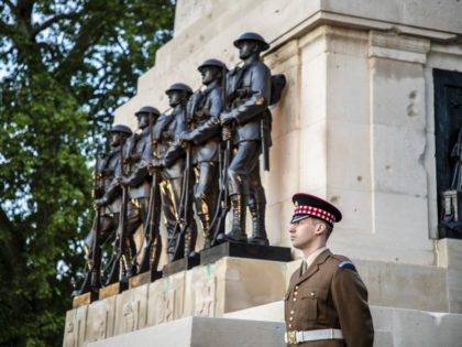 Pictured is Guardsman Walker at the Guards Memorial. As the day dawned on the 75th annive