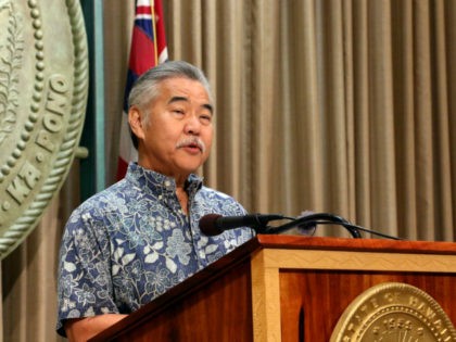 Hawaii Gov. David Ige speaks at a news conference in Honolulu on Wednesday, July 17, 2019, about issuing an emergency proclamation in response to protesters blocking a road to prevent the construction of a giant telescope. Thousands of protesters joined a swelling effort to stop construction of a telescope they …