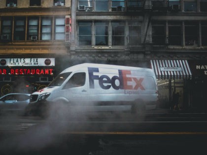 FedEx truck on street