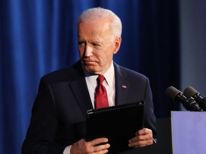 NEW YORK, NEW YORK - JANUARY 07: Presidential candidate Joe Biden exits after delivering remarks on the Trump administrations recent actions in Iran and Iraq on January 07, 2020 in New York City. Biden criticized Trump for not having a clear policy with Iran after recent developments have ratcheted up …