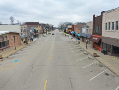 ROCKTON, ILLINOIS - MARCH 24: A normally busy Main Street is deserted as the small busine