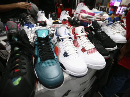 LOS ANGELES, CA - JUNE 22: Air Jordan Sneakers on display at the 2018 BET Experience Fan Fest at Los Angeles Convention Center on June 22, 2018 in Los Angeles, California. (Photo by Tommaso Boddi/Getty Images for BET)