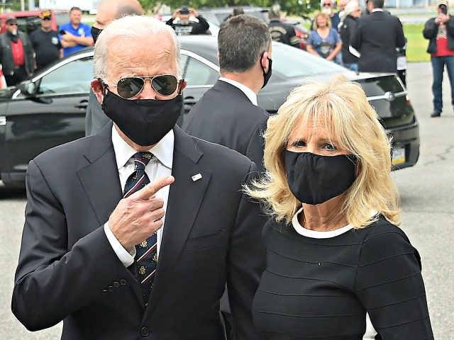 Democratic presidential candidate and former US Vice President Joe Biden and his wife Jill