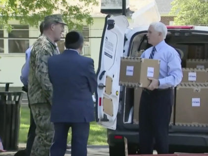 Vice President Mike Pence delivered masks and protective medical equipment to Woodbine Rehabilitation and Healthcare Center, a Virginia area nursing home, on Thursday.