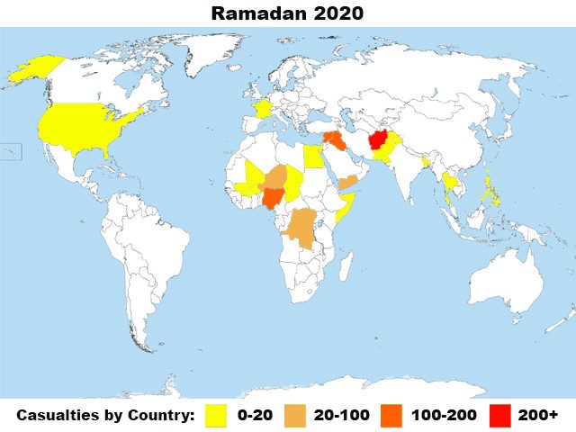 Ramadan 2020 jihadist attacks map