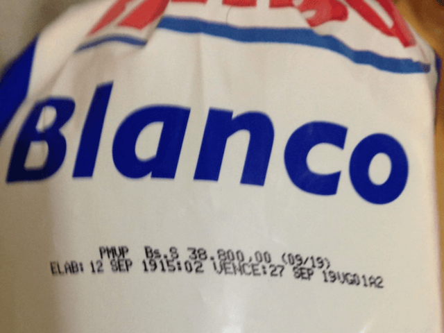 The price of a loaf of Bimbo brand bread in September 2019 in Venezuela (Photo: Christian K. Caruzo)
