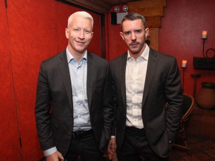 NEW YORK, NY - NOVEMBER 08: (EXCLUSIVE COVERAGE) Anderson Cooper (L) and Benjamin Maisani