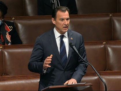 In this image from video, Rep. Tom Suozzi, D-N.Y., speaks on the floor of the House of Representatives at the U.S. Capitol in Washington, Thursday, April 23, 2020. (House Television via AP)
