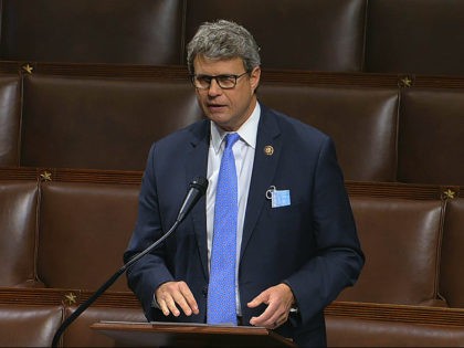 In this image from video, Rep. Bill Huizenga, R-Mich., speaks on the floor of the House of Representatives at the U.S. Capitol in Washington, Thursday, April 23, 2020. (House Television via AP)