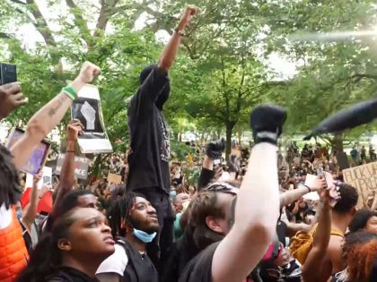 Watch: George Floyd Protesters Swarm, Climb, and Graffiti U.S. Treasury Building